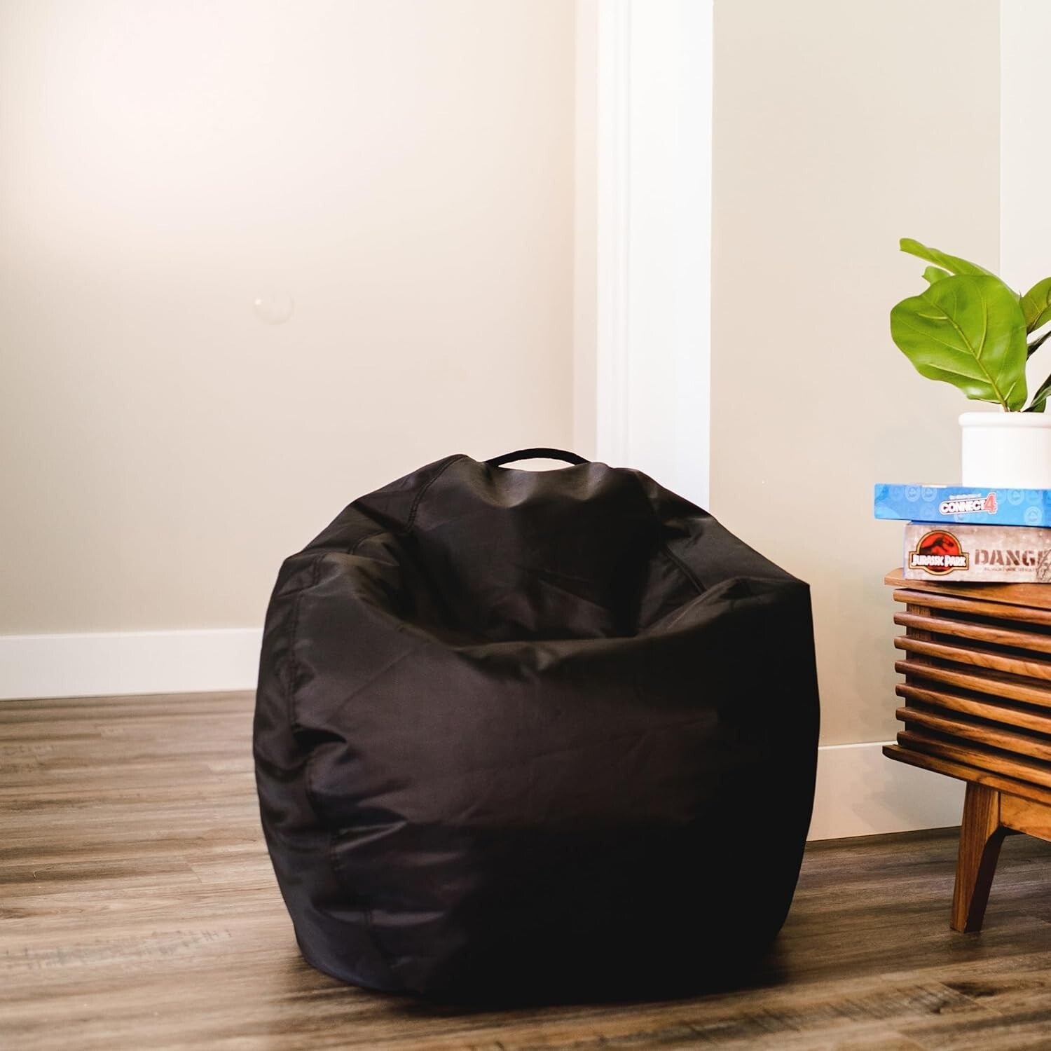 Soft and Stylish Black Bean Bag Chair for Children - Perfect for Playrooms