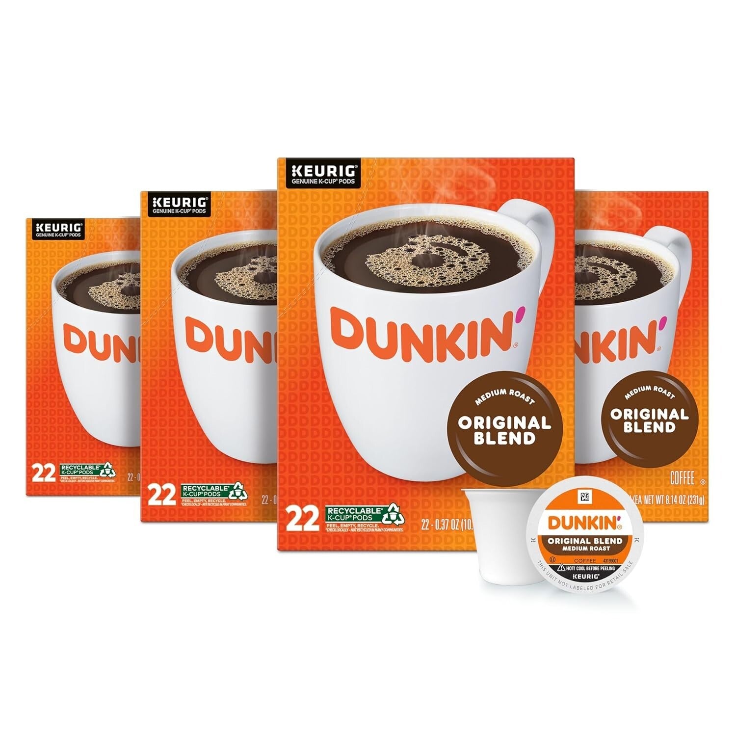 88 K-Cup Pods of Dunkin' Original Blend Medium Roast - Gourmet Coffee Experience