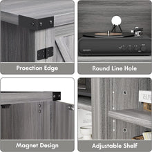 Load image into Gallery viewer, Rustic Gray Wash Barn Door Media Console - Ideal for Living Room and TV Storage