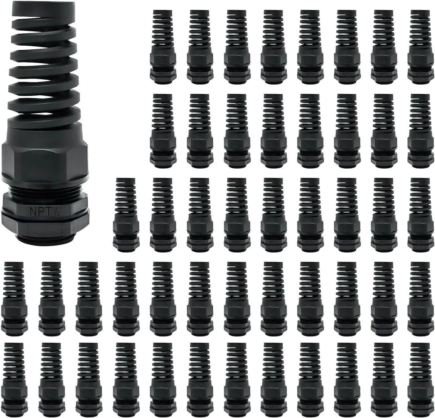 Durable 50-Piece NPT 1/2" Waterproof Cable Glands – Heat & Abrasion Resistant