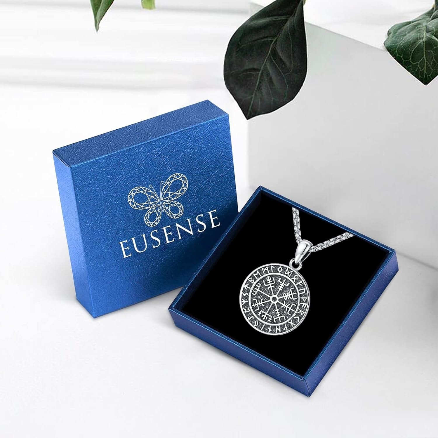 Vegvisir Viking Compass Amulet Necklace in Sterling Silver - Nordic Gift for All