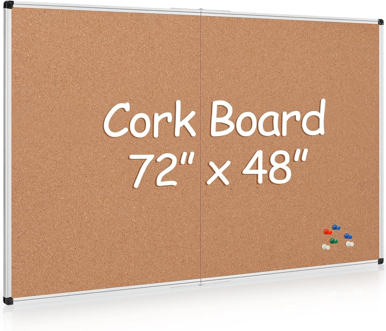 Extra Large 72" x 48" Foldable Cork Bulletin Board with Aluminum Frame