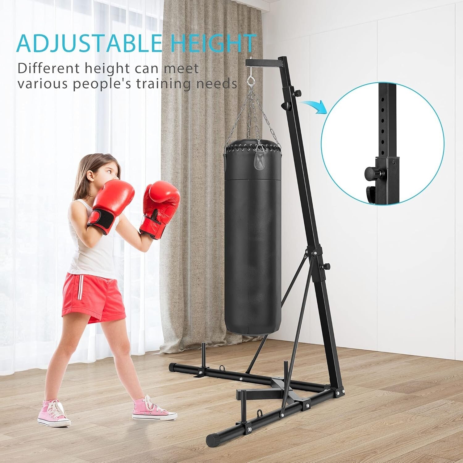 Sturdy Adjustable Boxing Bag Rack - Perfect for Home Fitness & MMA Training