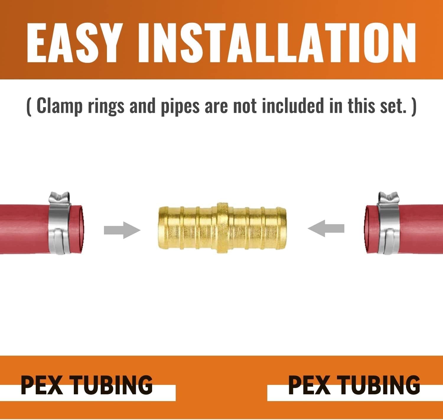 50-Pack 1/2" Lead-Free Brass PEX Coupling - NSF Certified Plumbing Fittings