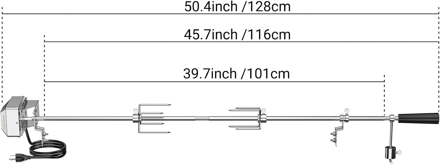 Effortless BBQ Rotisserie Kit for All Gas Grills - 110V Motor & 45" Spit Rod
