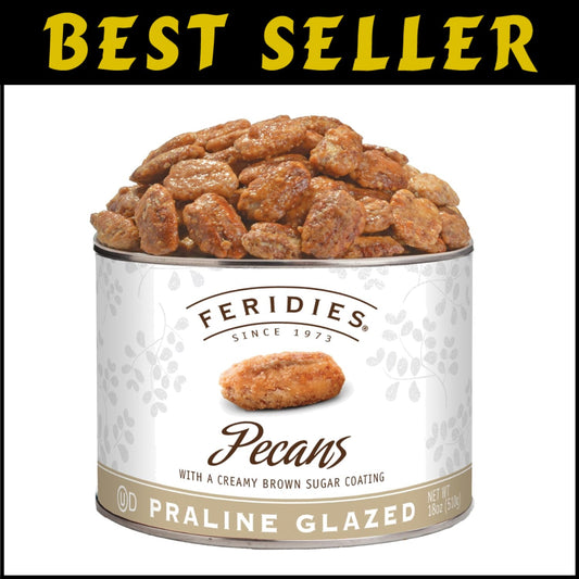 Deliciously Sweet 18oz Praline Pecans in Vacuum-Sealed Tin - Healthier Delight