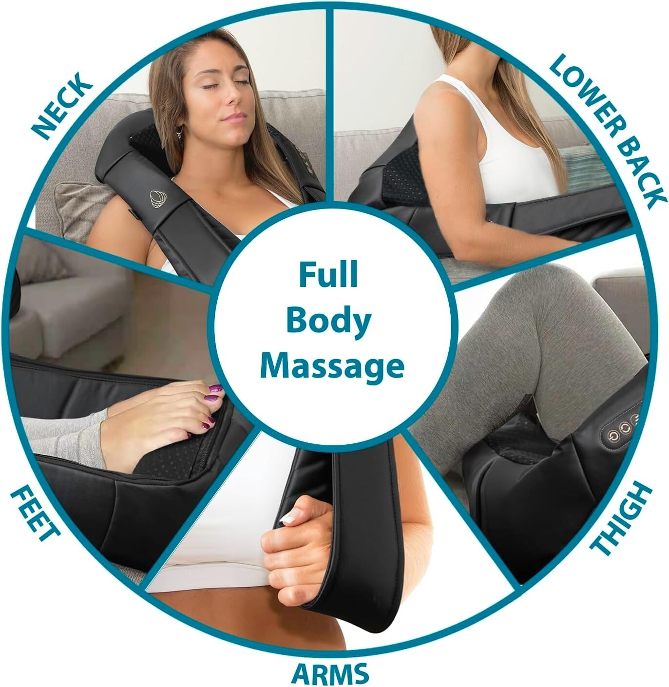 Deep Tissue Shiatsu Massage Pillow with Heat - Perfect for Travel and Home Use