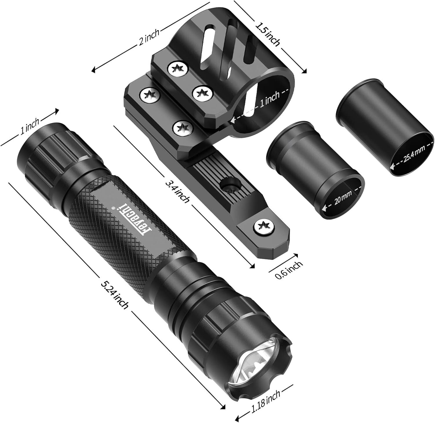 1200 Lumens Tactical Flashlight with Pressure Switch & Offset Mount - Shockproof