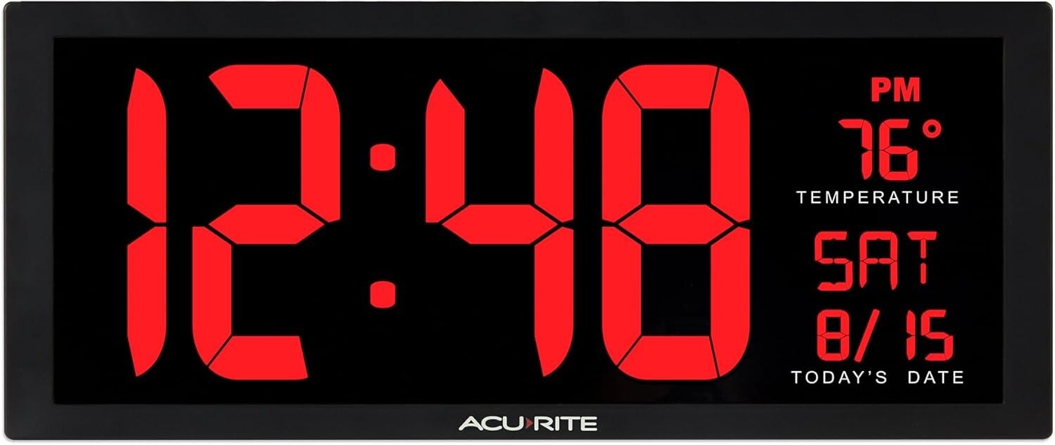 14.5-Inch Large Digital LED Clock with Date & Temperature for Home or Office