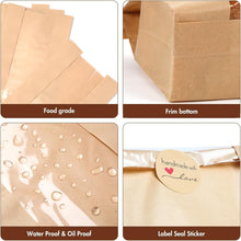 Load image into Gallery viewer, Kraft Paper Loaf Bags with Clear Window &amp; Labels - 200 Count for Fresh Storage