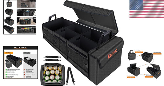 4-in-1 Car Trunk Organizer with Leakproof Cooler Bag - Durable & Adjustable