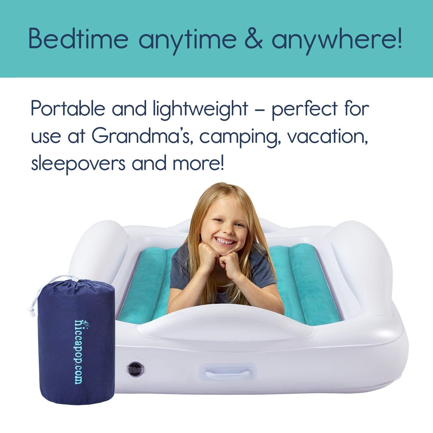 Inflatable Kids Mattress with Extra Tall Bumpers - Ideal for Travel and Camping