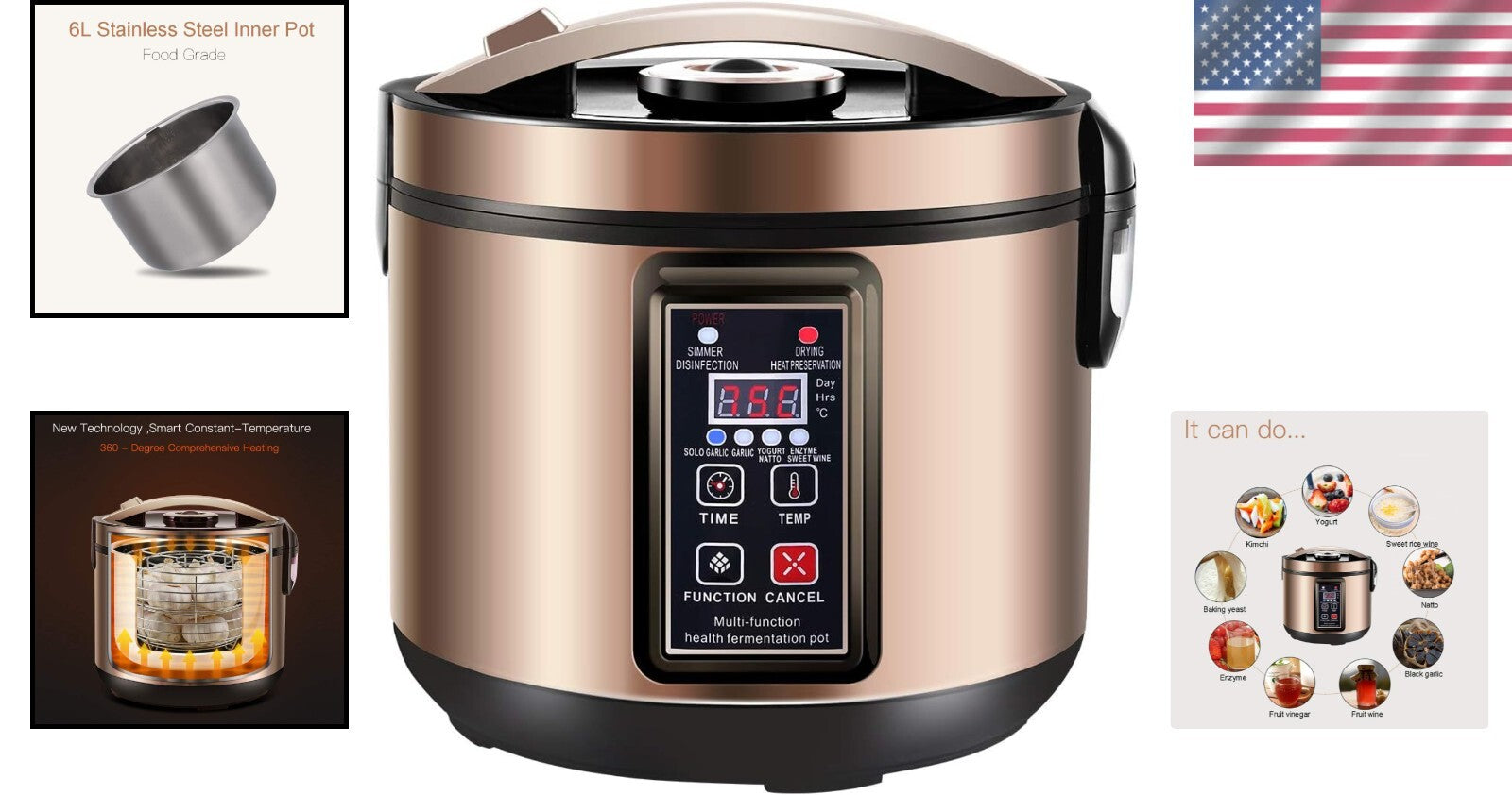 Full Automatic 6L Fermenter for Black Garlic, Kimchi, and Sweet Rice Wine