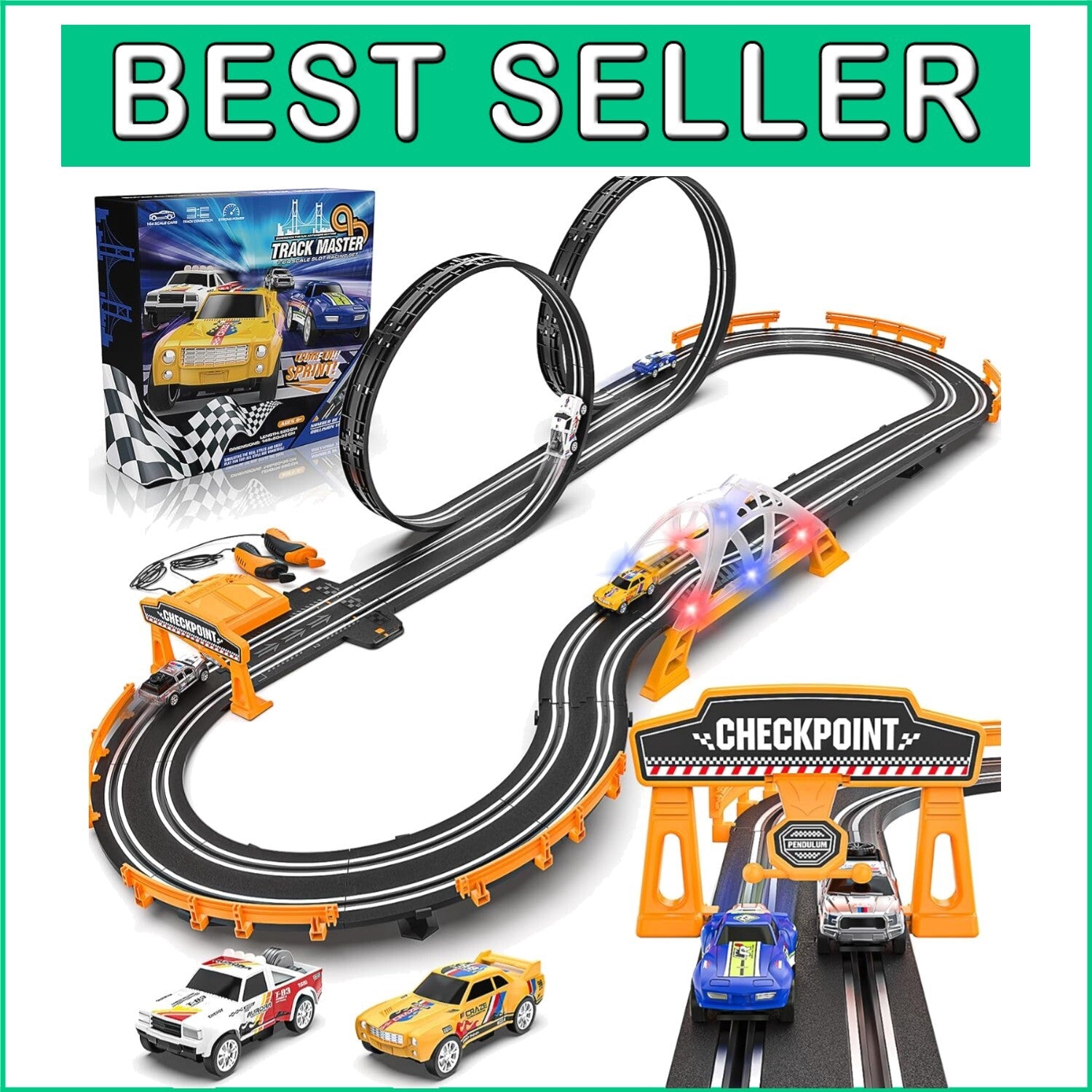 Electric Racing Car Track Set with Dual Lap Counter - Exciting Gifts for Kids