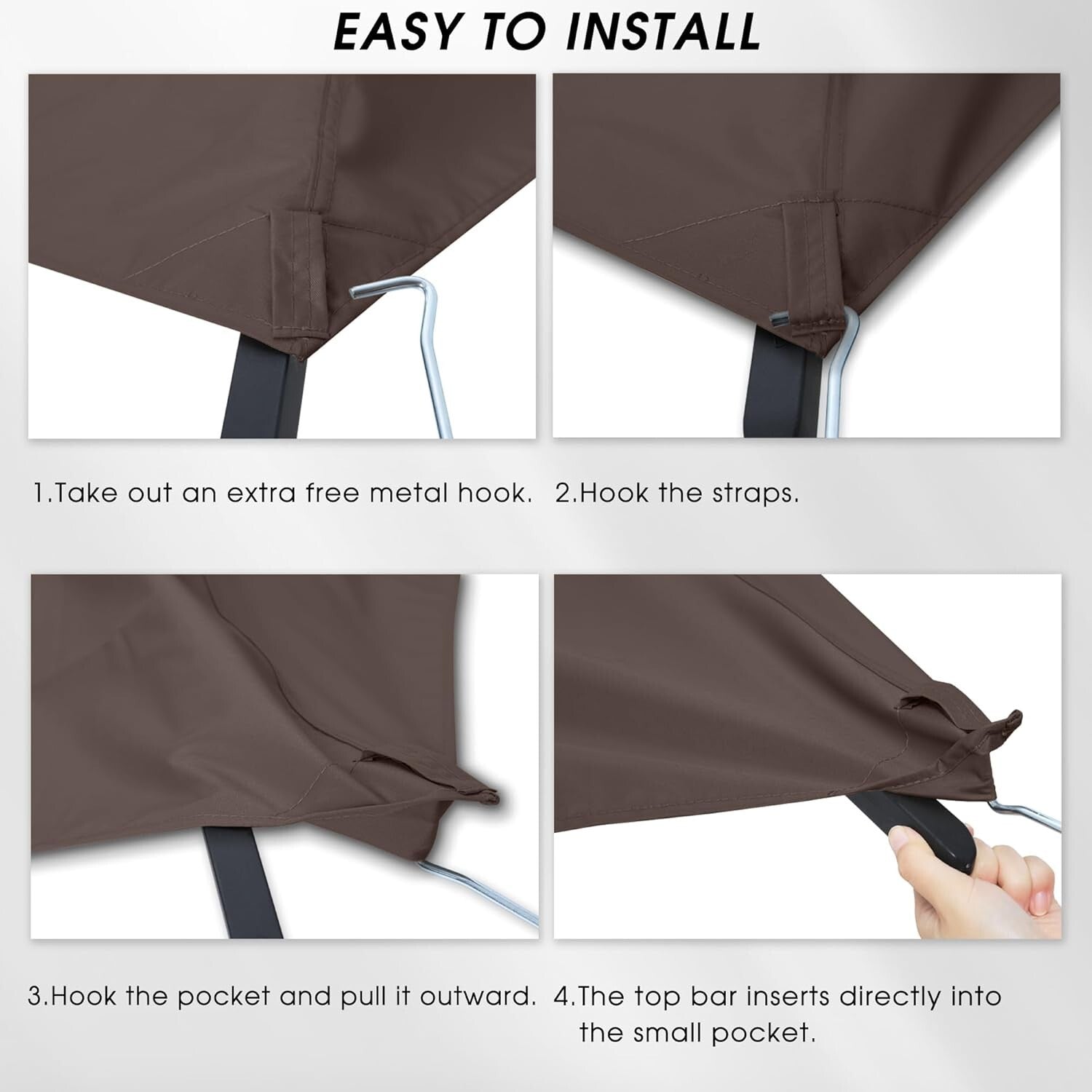 Durable Rectangular Replacement Canopy for Grill Gazebo L-GG001PST-F - Brown