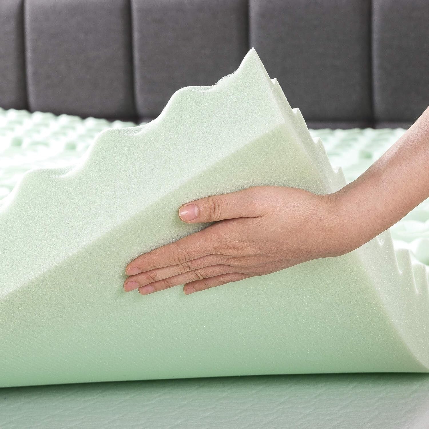 5-Zone Medium Firmness Memory Foam Topper with Green Tea - Twin 4 Inch