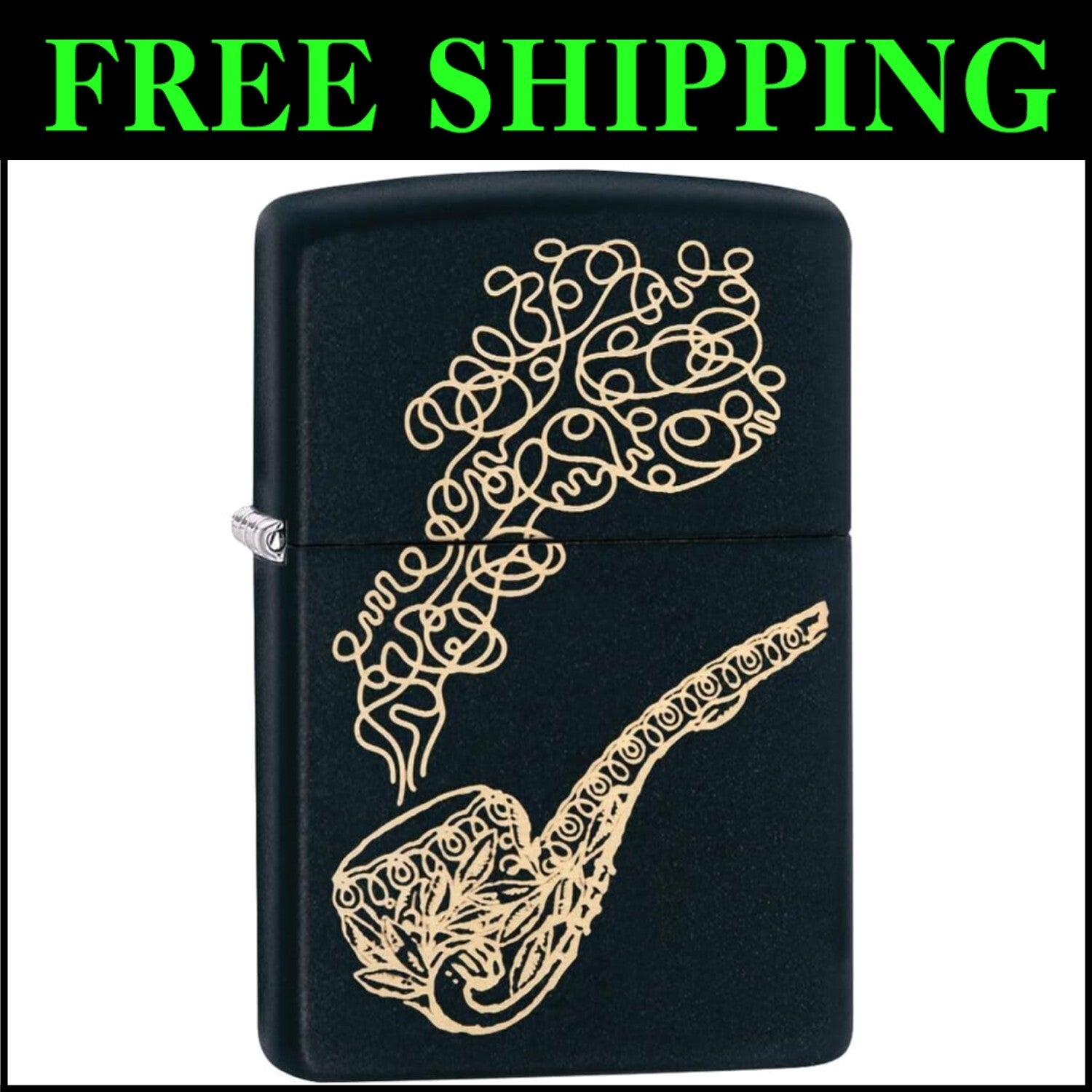 Elegant Brass Pocket Lighter with Black Matte Finish - Perfect for Pipe Lovers