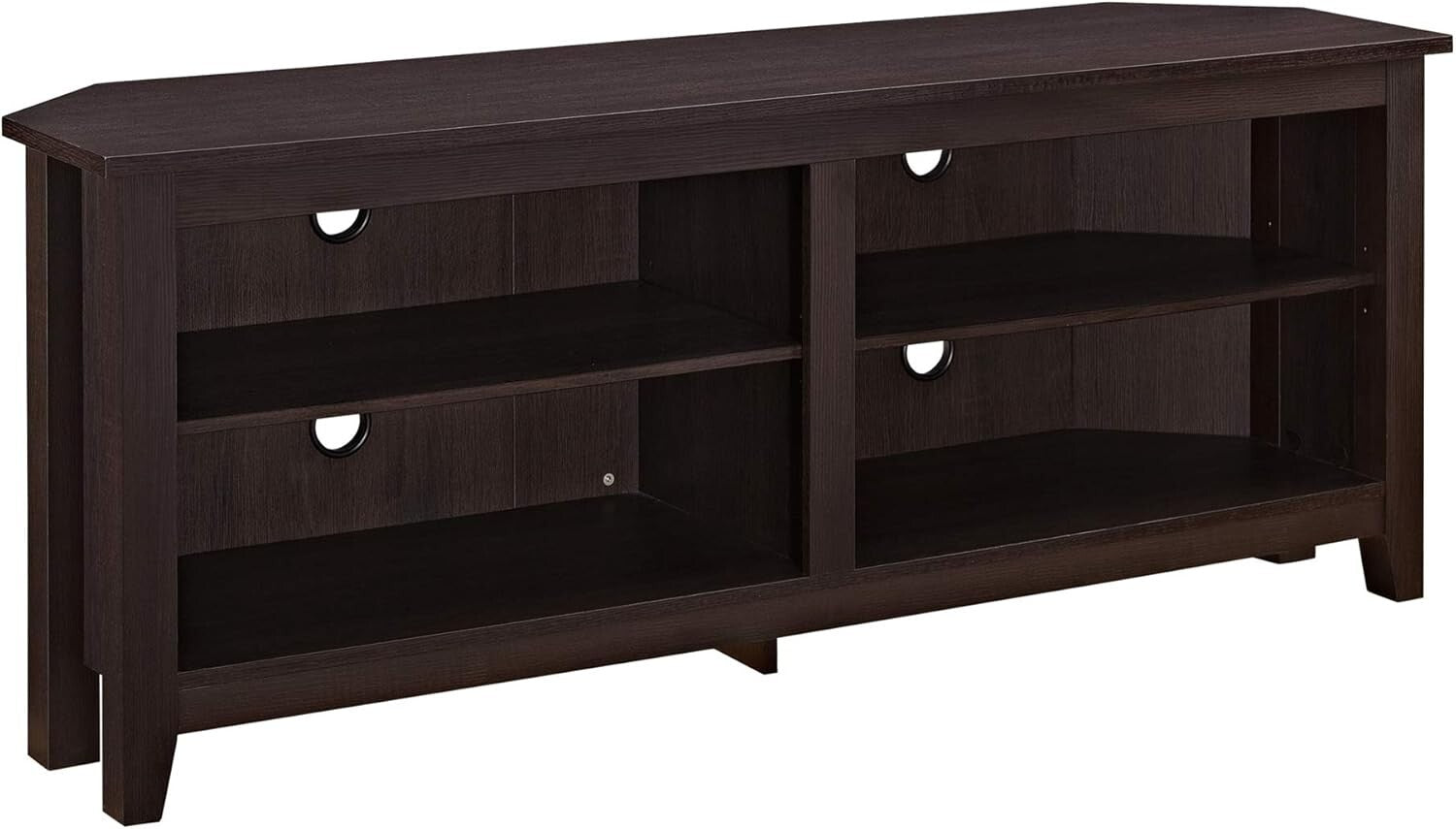 Durable Espresso 2-Shelf Corner TV Console for Stylish Living Rooms, 58 Inch