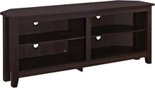 Load image into Gallery viewer, Durable Espresso 2-Shelf Corner TV Console for Stylish Living Rooms, 58 Inch