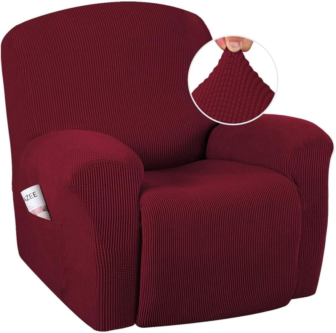 Non-Slip Burgundy Recliner Cover for Standard & Electric Chairs - 1 Pack