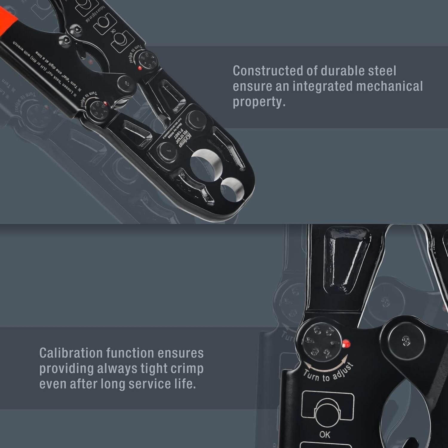 Ergonomic Hand-Powered Combo PEX Crimping Tool for 1/2 & 3/4-Inch Copper Rings