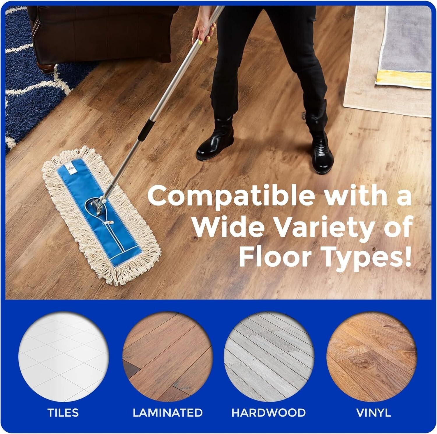 Effortless 24" Mop Kit for Industrial and Residential Hardwood Floor Cleaning