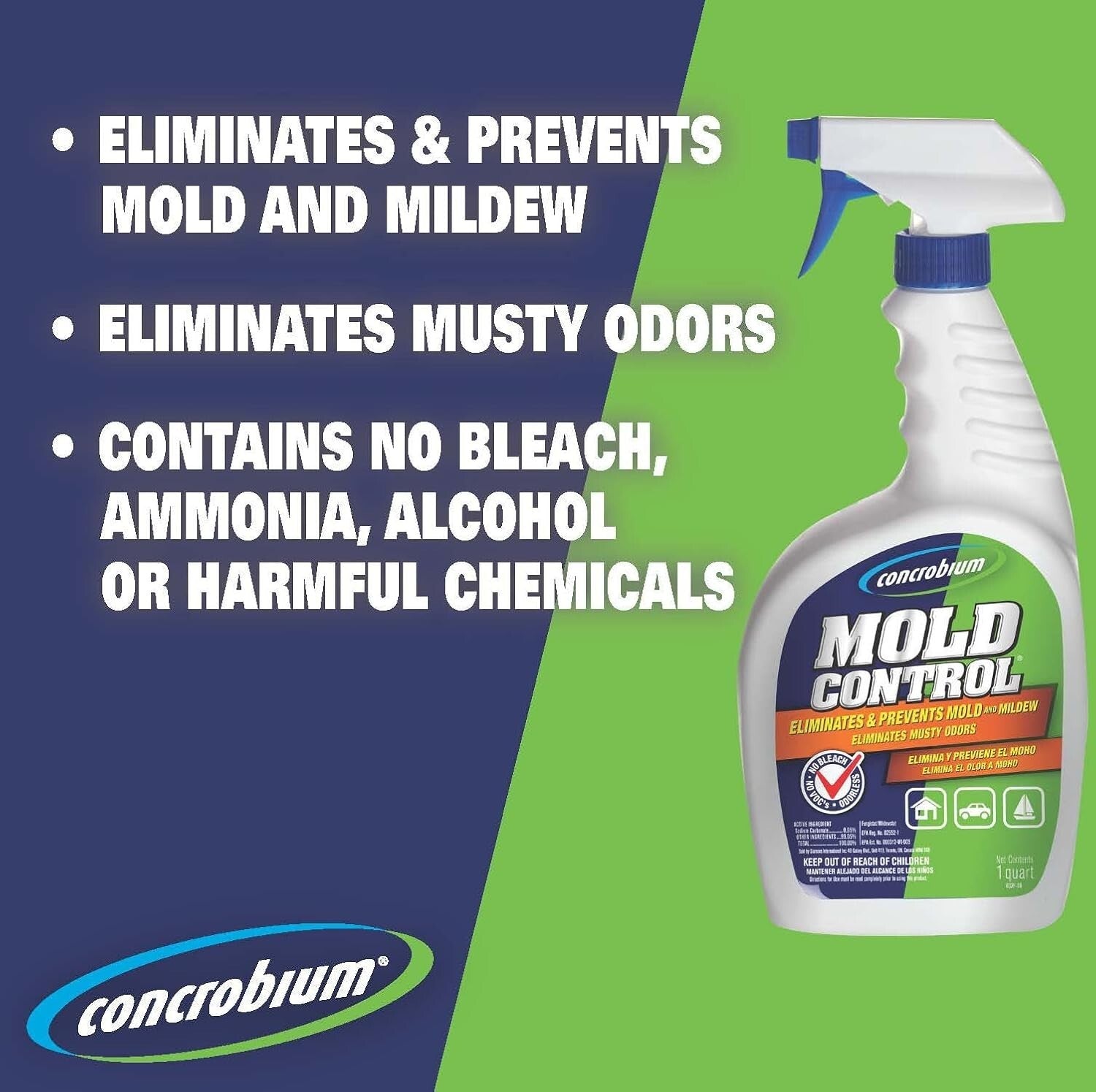 Effective 1 Gallon Mold Control - Unscented Cleaner for Home and Commercial Use
