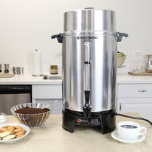 Load image into Gallery viewer, Elegant 100-Cup Coffee Urn with Removable Filter &amp; Cool-Touch Handles for Safety