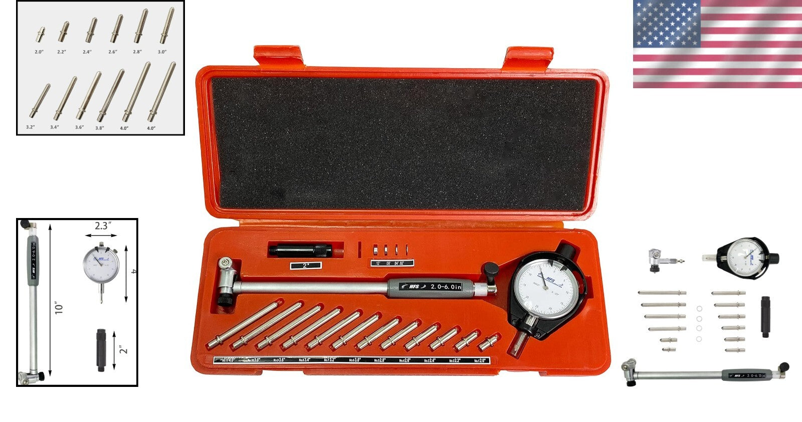Durable Hand-Powered Dial Indicator Bore Gage Set - Lightweight Precision Tool