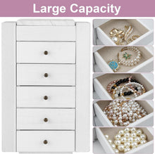 Load image into Gallery viewer, Sturdy White Jewelry Box with 6 Tiers, Mirror &amp; Earring Display Side Doors