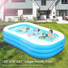 Load image into Gallery viewer, Inflatable Swimming Pool 120" x 72" x 22" - Perfect Family Fun in Light Blue