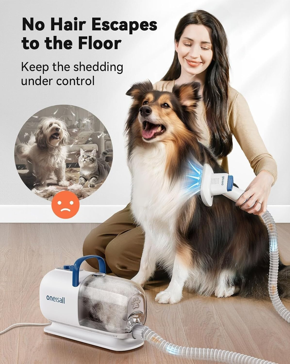 Professional Pet Grooming Kit: 8-in-1 Vacuum, Dryer & Clippers for All Dog Sizes