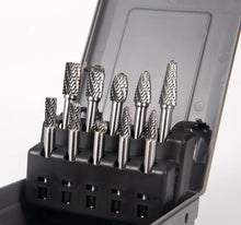 Load image into Gallery viewer, Superior 10pc Rotary Burr Set with 1/4" Shank - Ideal for Steel and Metal Tasks