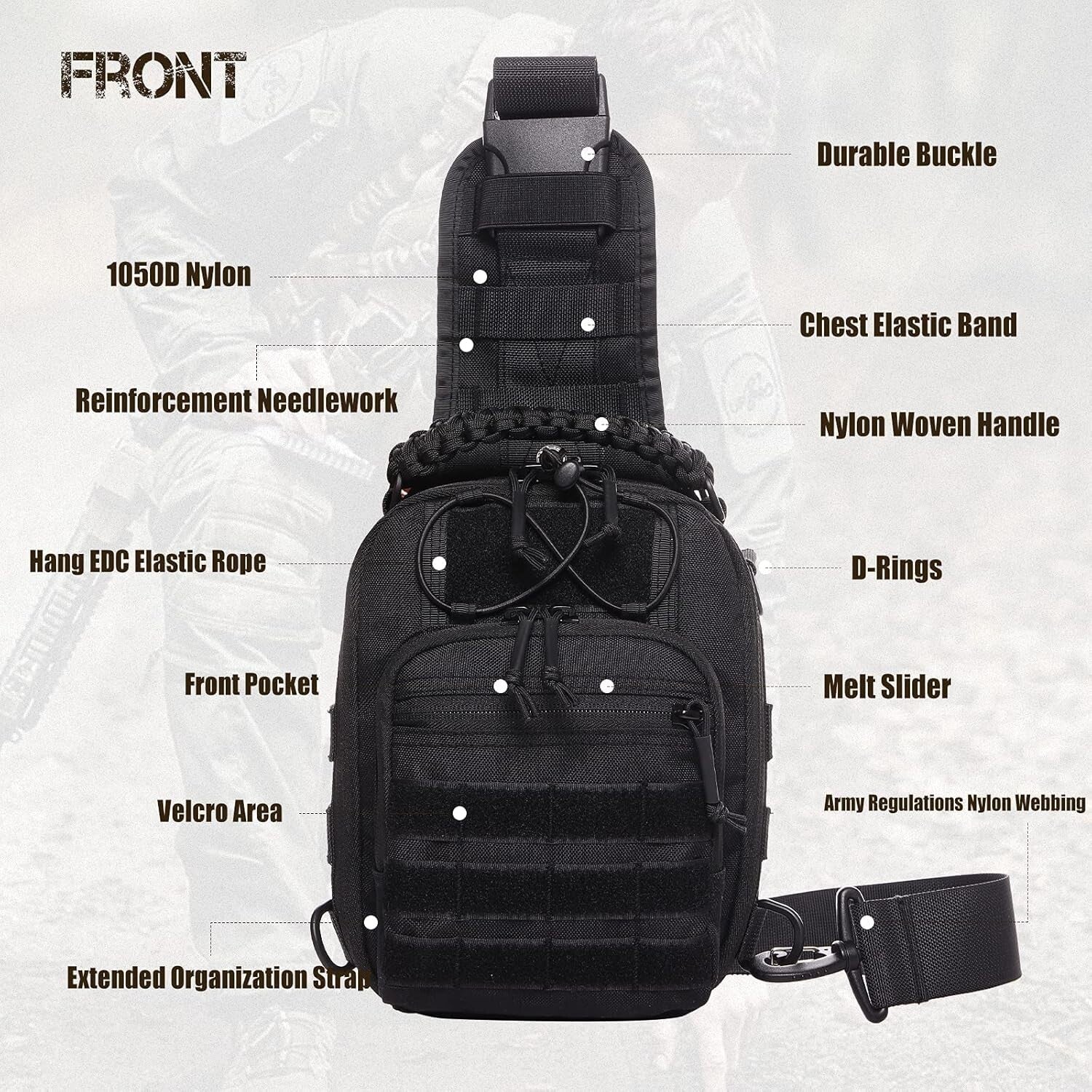 Versatile Tactical Sling Bag with Molle System - Ideal for Outdoor Adventures