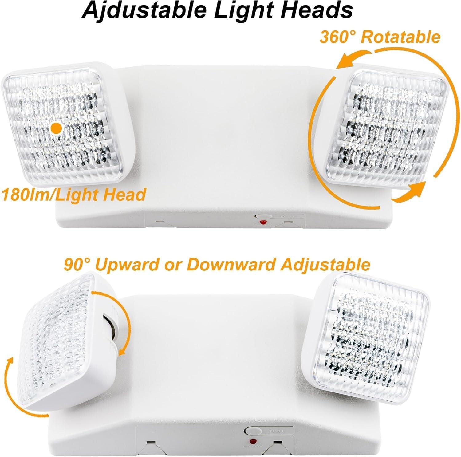 2-Pack LED Emergency Lighting Fixtures with Battery Backup - UL 924 Certified