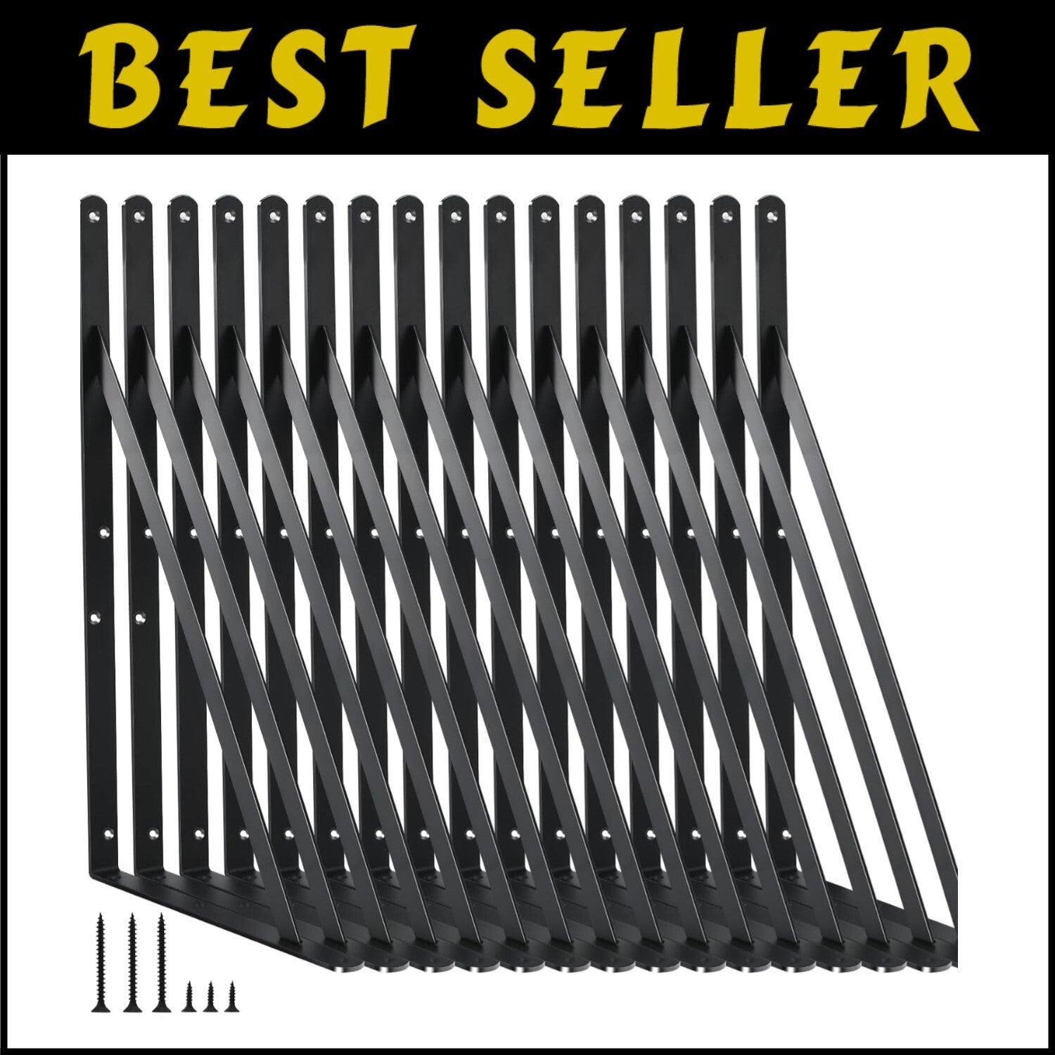 Premium 16-Pack Heavy Duty Shelf Brackets - 240lb Capacity, Powder Coated Finish