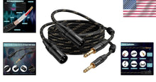 Load image into Gallery viewer, Premium 25ft XLR Male to 1/4 Inch TRS Cable - 2-Pack with Gold-Plated Connectors