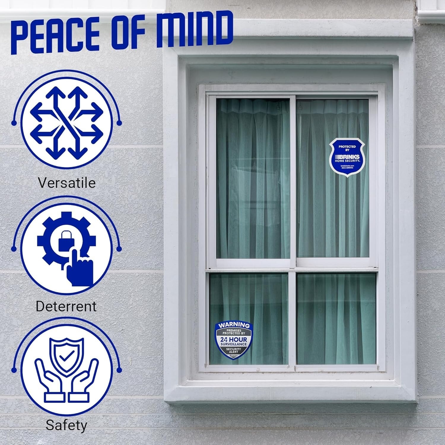 2 Solar LED Security Signs with 'Protected By' Stickers - Home Protection Kit