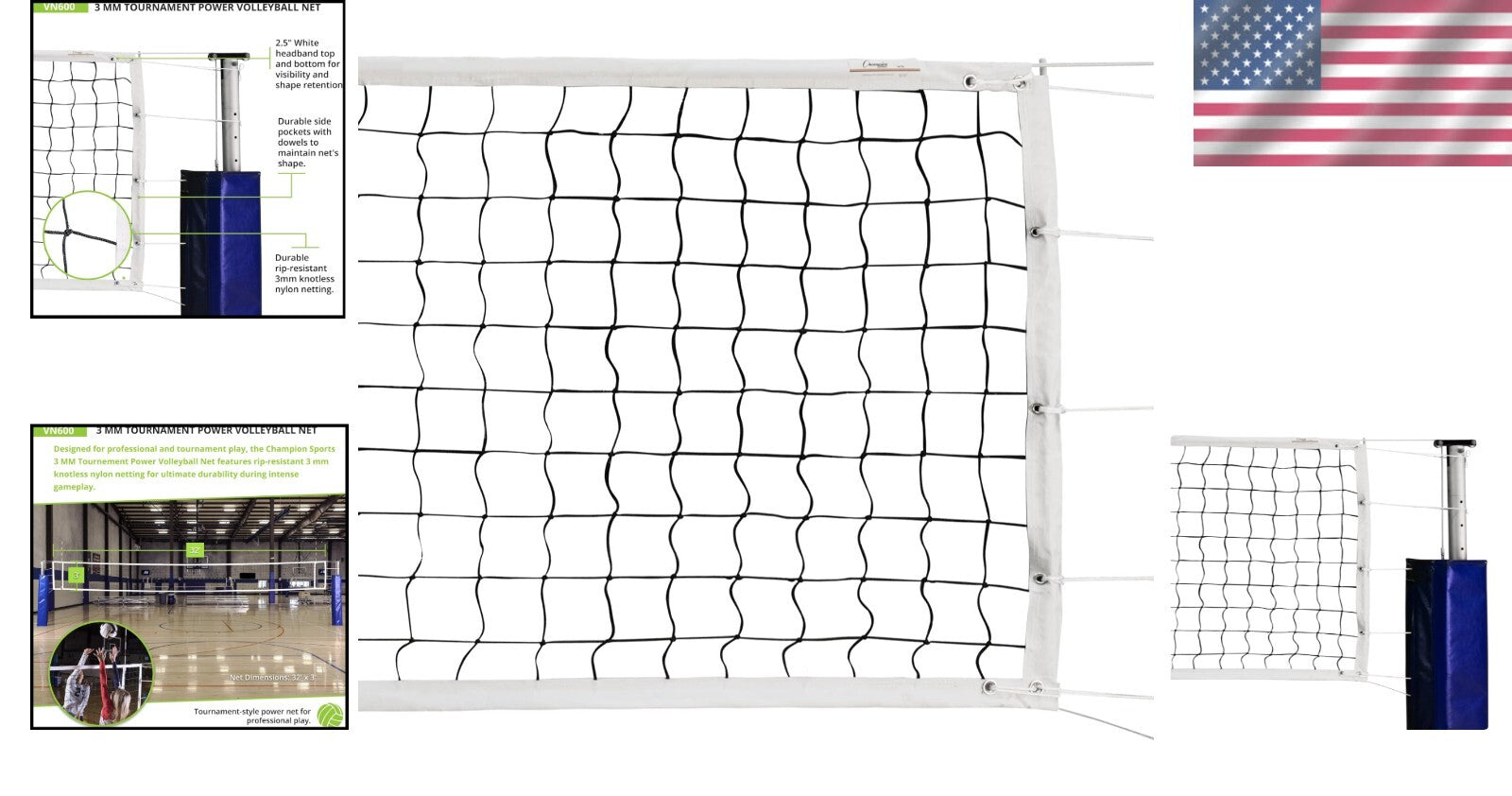 Official Olympic Volleyball Net - Tournament Size 32'x3' for Competitive Play