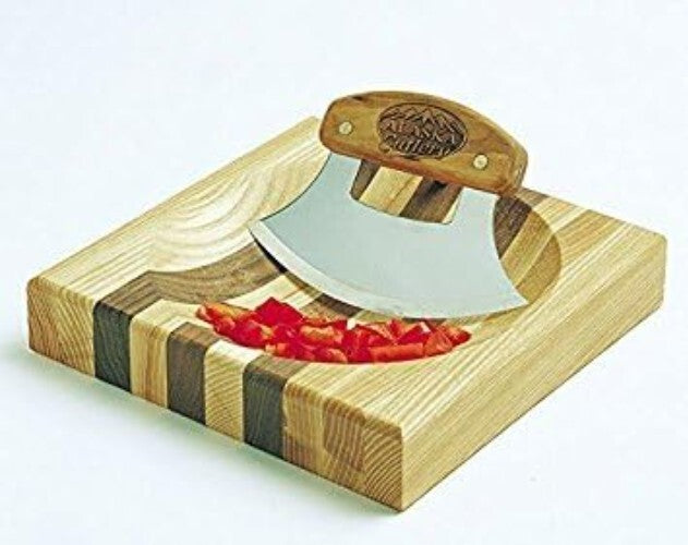 Authentic Ulu Bowl Set with Birch Handle - Alaskan Craftsmanship in Your Kitchen