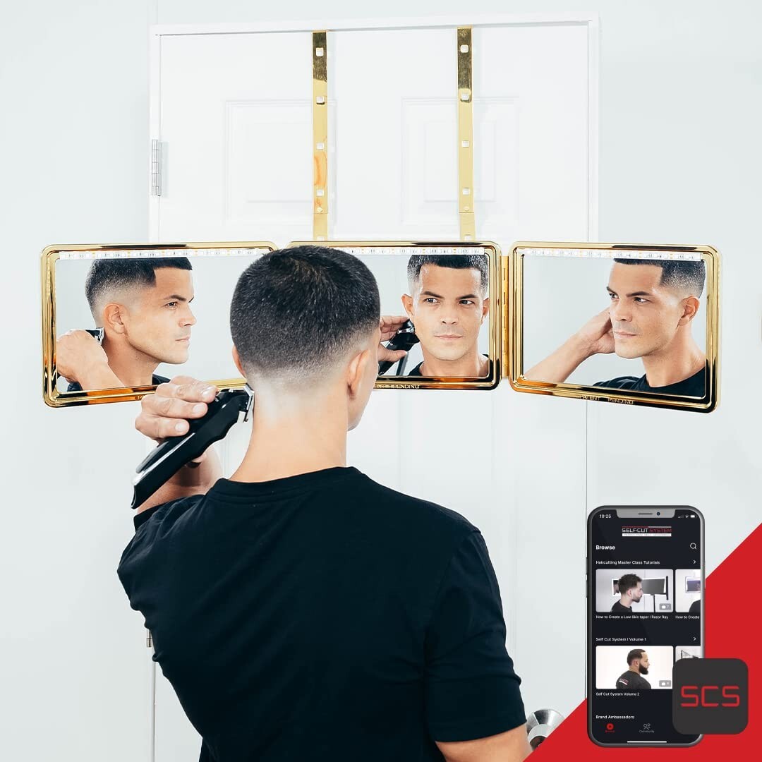 Luxury Gold Plated 360 Haircut Mirror with App Support for Mastering Cuts