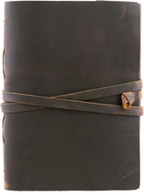 Load image into Gallery viewer, Vintage Dark Brown Leather Scrapbook with 3-Ring Binder - Elegant Memory Keeper