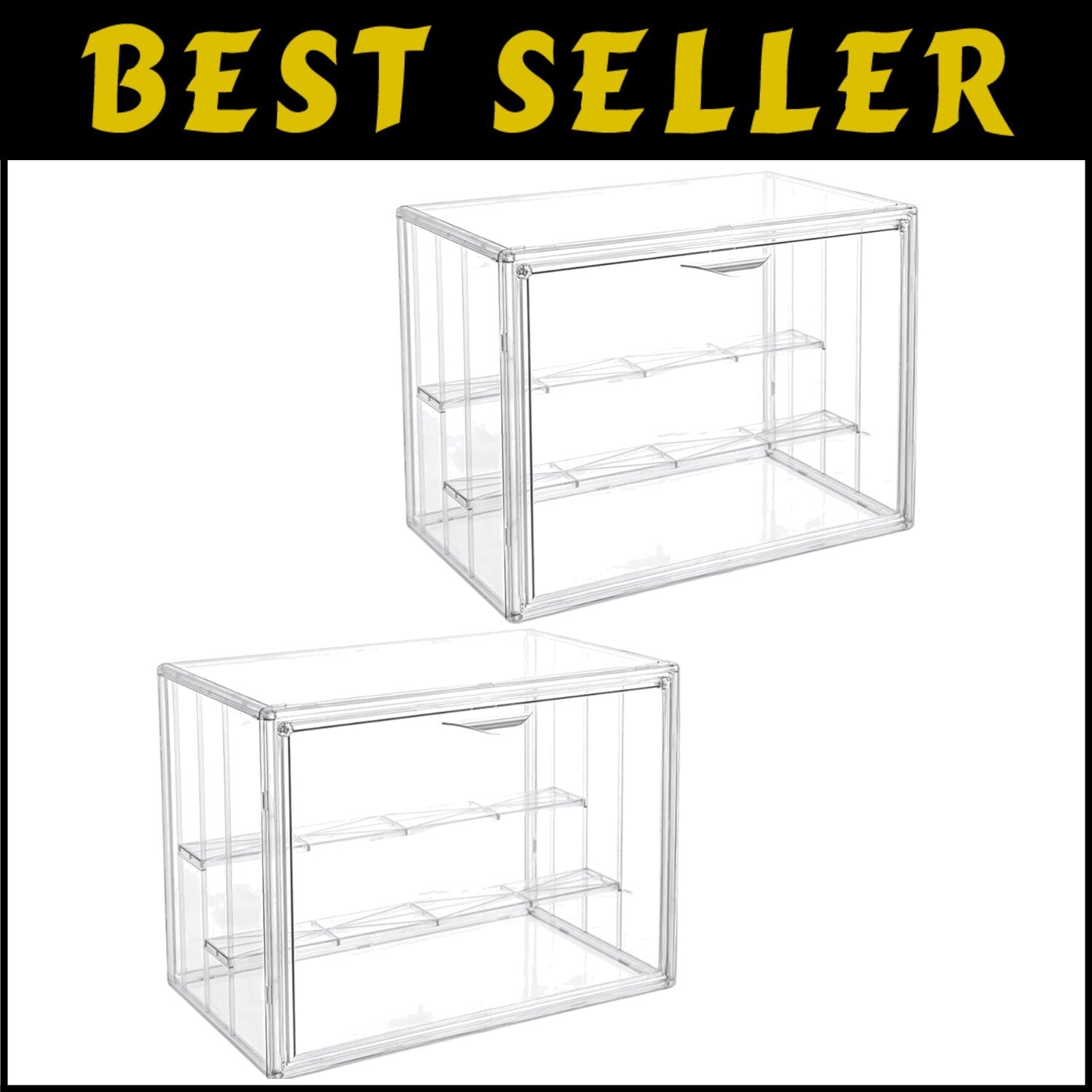 Stylish 3-Tier Clear Acrylic Display Storage Boxes with Movable Plates
