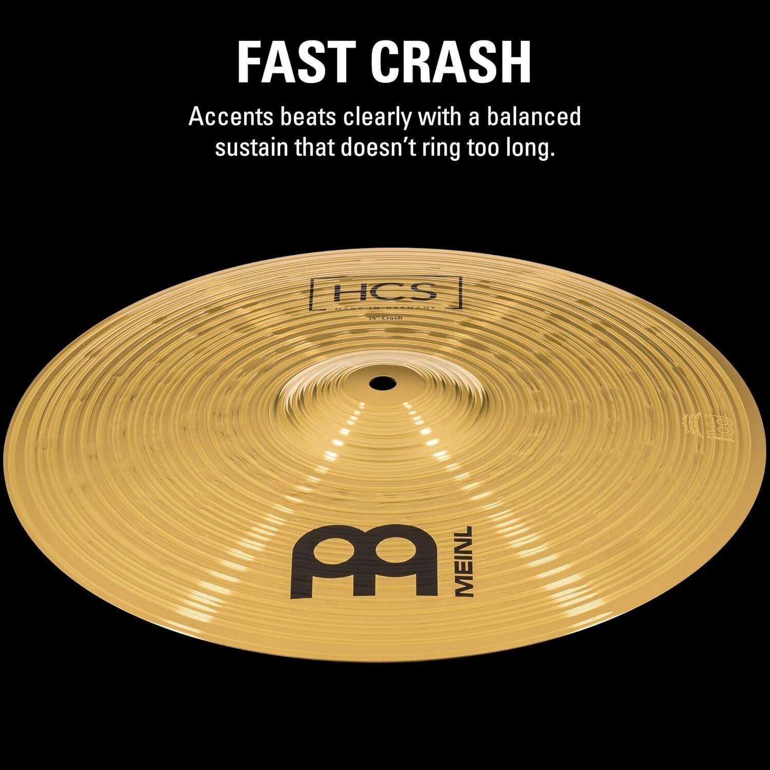 HCS 14" Crash Cymbal - Perfect for Every Musical Style with Bright Brass Finish