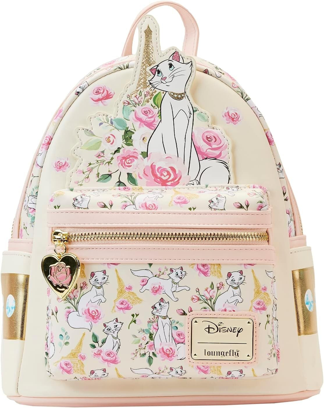 Chic Disney Aristocats Duchess Floral Shoulder Bag with Eiffel Tower Design