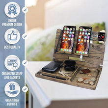 Load image into Gallery viewer, Natural Wood Phone Docking Station with Ant-Slip Pads - Ideal for Men and Gifts