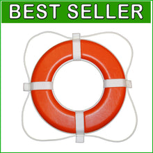 Load image into Gallery viewer, Vibrant 24" Orange Life Ring Buoy with UV-Resistant Grab Lines - Trusted Quality