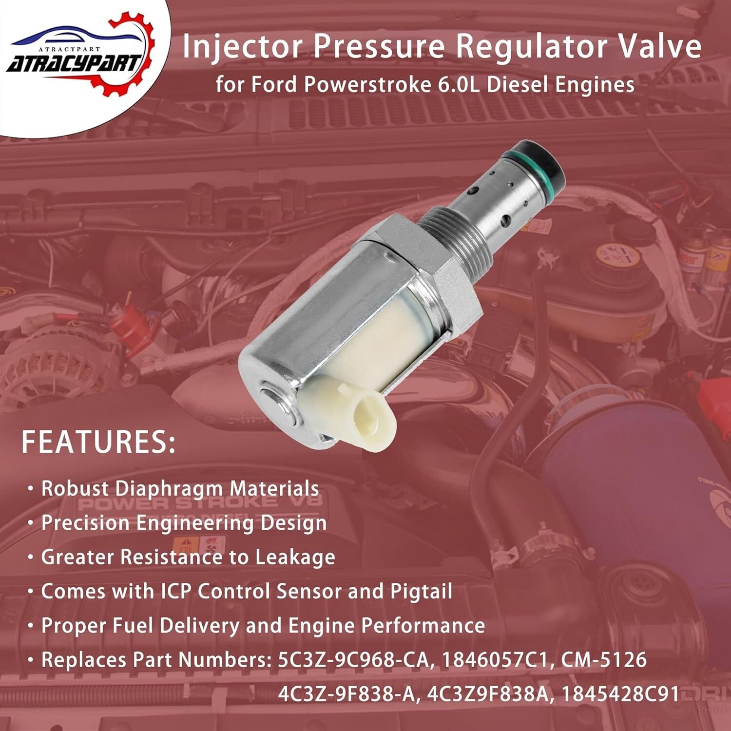 5C3Z-9C968-CA Compatible IPR Valve & ICP Sensor for Ford Diesel Engines 6.0L