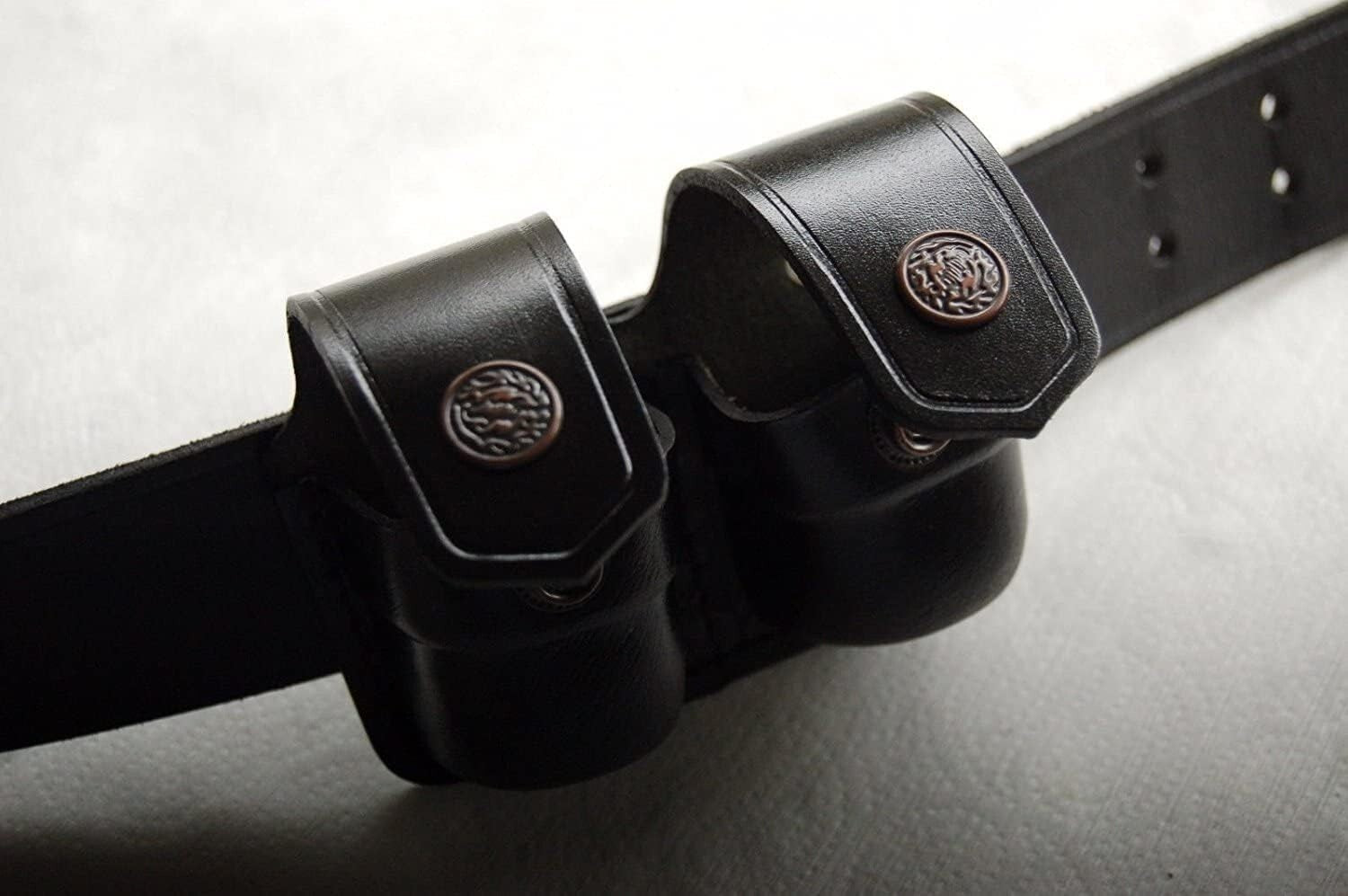 Genuine Cowhide Leather Double Speedloader Carrier for .38 Special & 357 Magnum