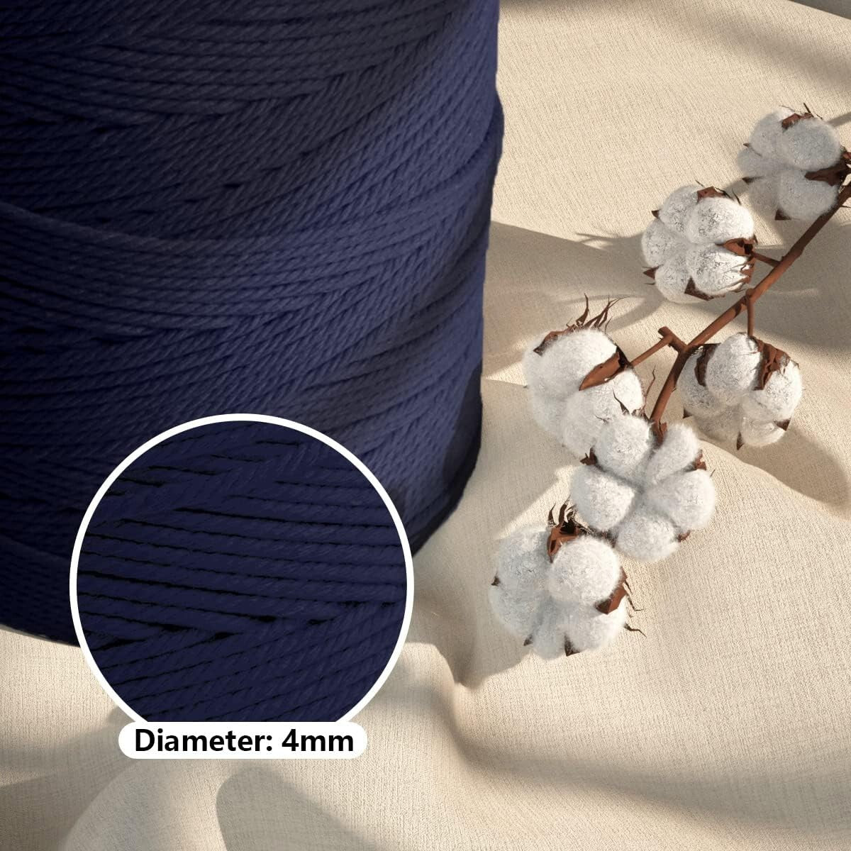 Durable 4mm Navy Macrame Craft Cord - 547yds for Wall Hangings and More